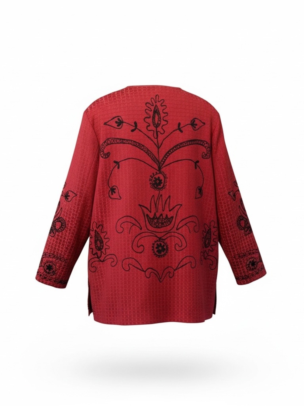 Alex Kim Red Black Folkloric Embroidered Blazer Jacket Plus Size 3X - Picture 3 of 4